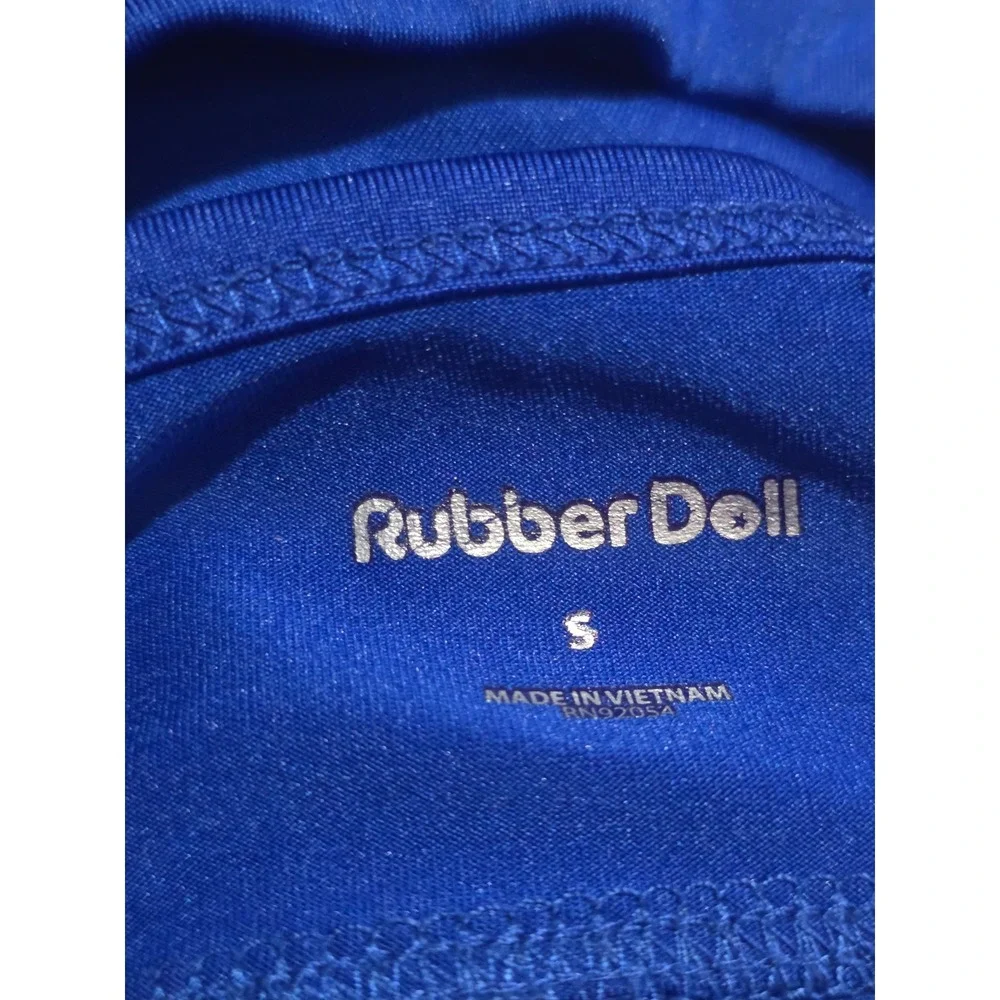 Rubber Doll Womens Royal Blue‎ Strappy Cross Back Wireless Sports Bra Small